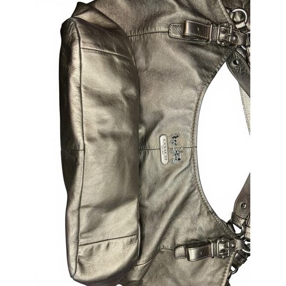 COACH Madison Metallic Pewter Leather 15958 Bag & Matching Wallet Set - Picture 8 of 16